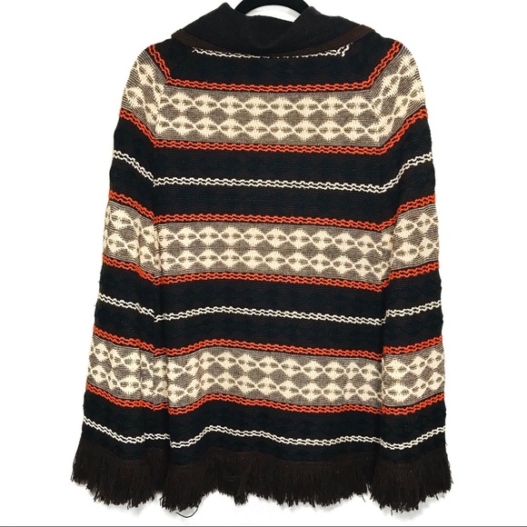 Vintage Sears Poncho Brown and Orange Stripes - Picture 2 of 4